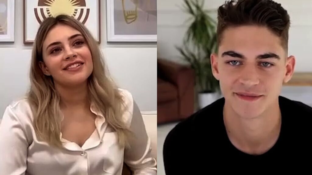 Charlmanos con Hero Fiennes-Tiffin y Josephine Langford
