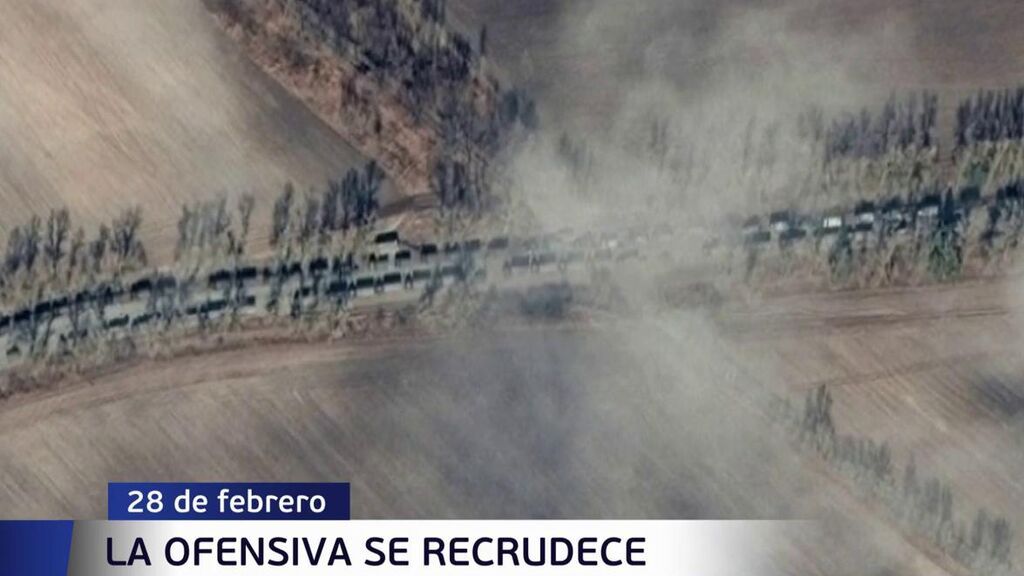 La imagen del avance de los tanques rusos sobre Kiev