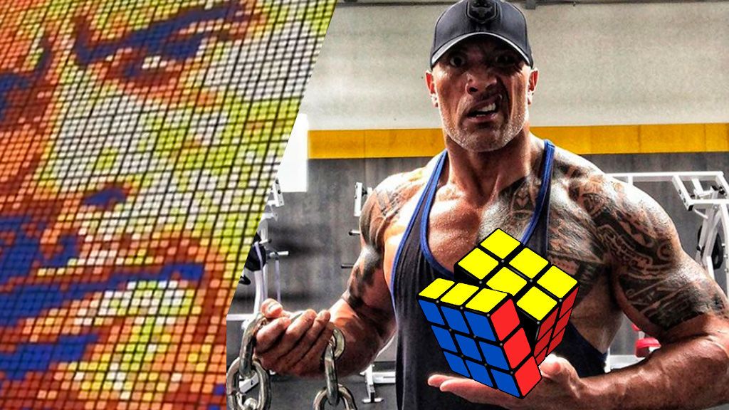 'Retrata' a The Rock con 725 cubos de Rubik y deja al actor flipando, li-te-ral-men-te