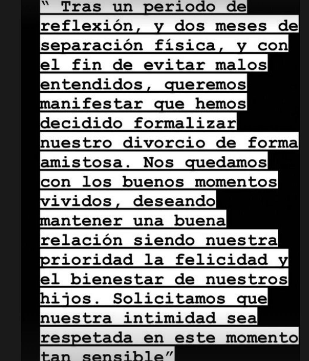 El comunicado de Jota Peleteiro sobre su separación